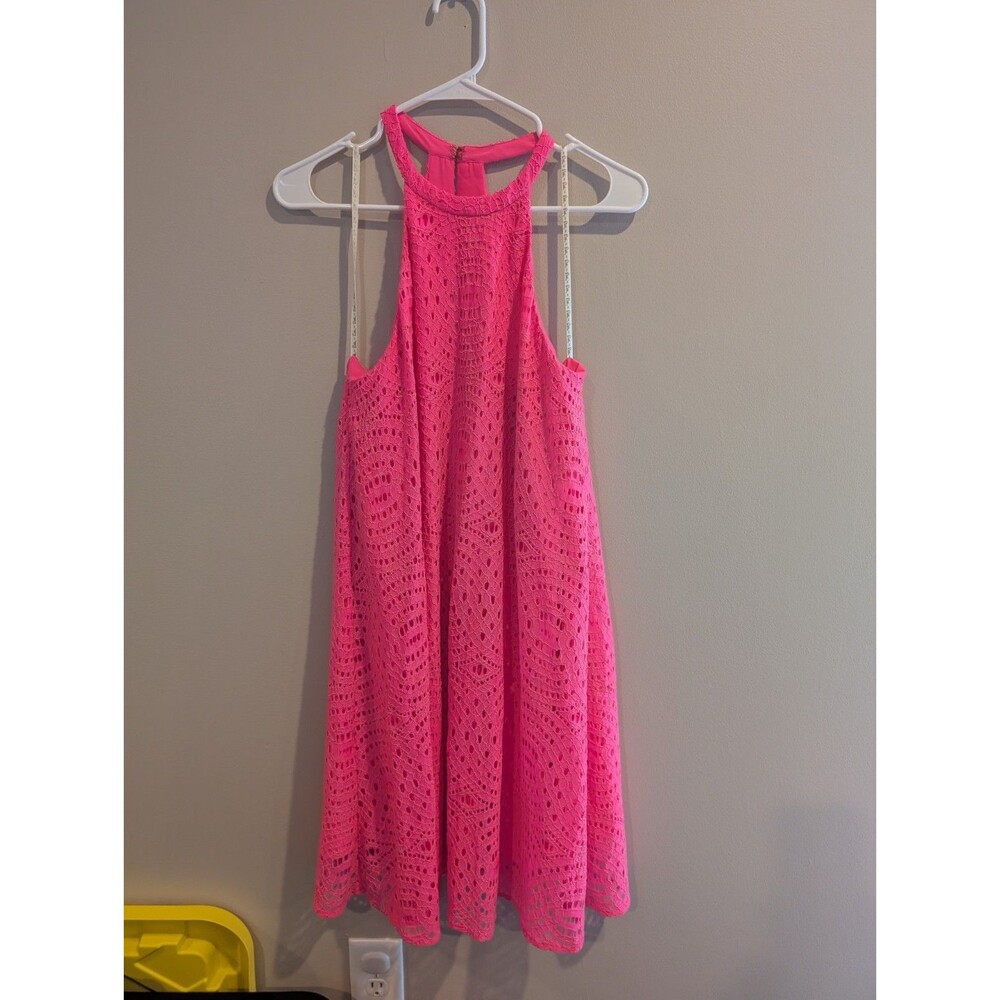 Lilly Pulitzer Quinn Halter Dress Knotty Lace Hot Pink Size Medium NWT!!